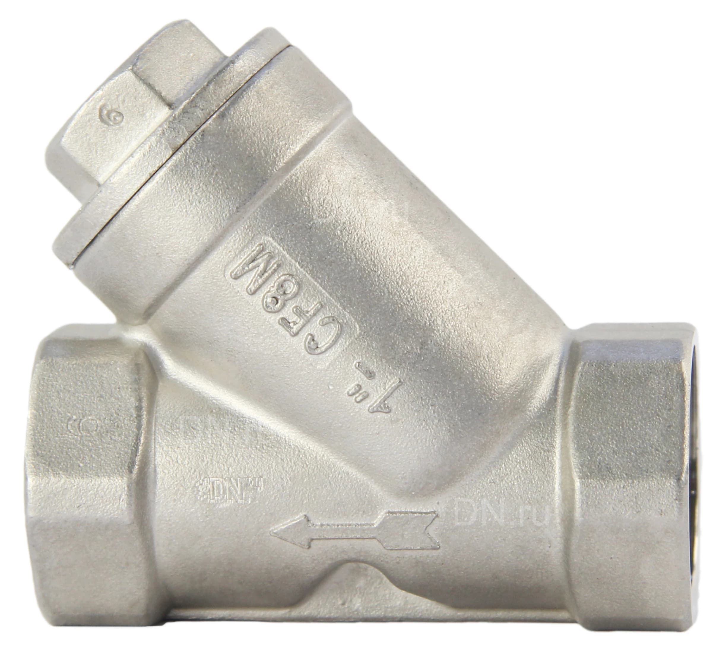Фильтр сетчатый Dn.ru FMY3232P-T 3/4′′ Ду20 Ру16, Y-образный, корпус - нержавеющая сталь 316, резьбовой