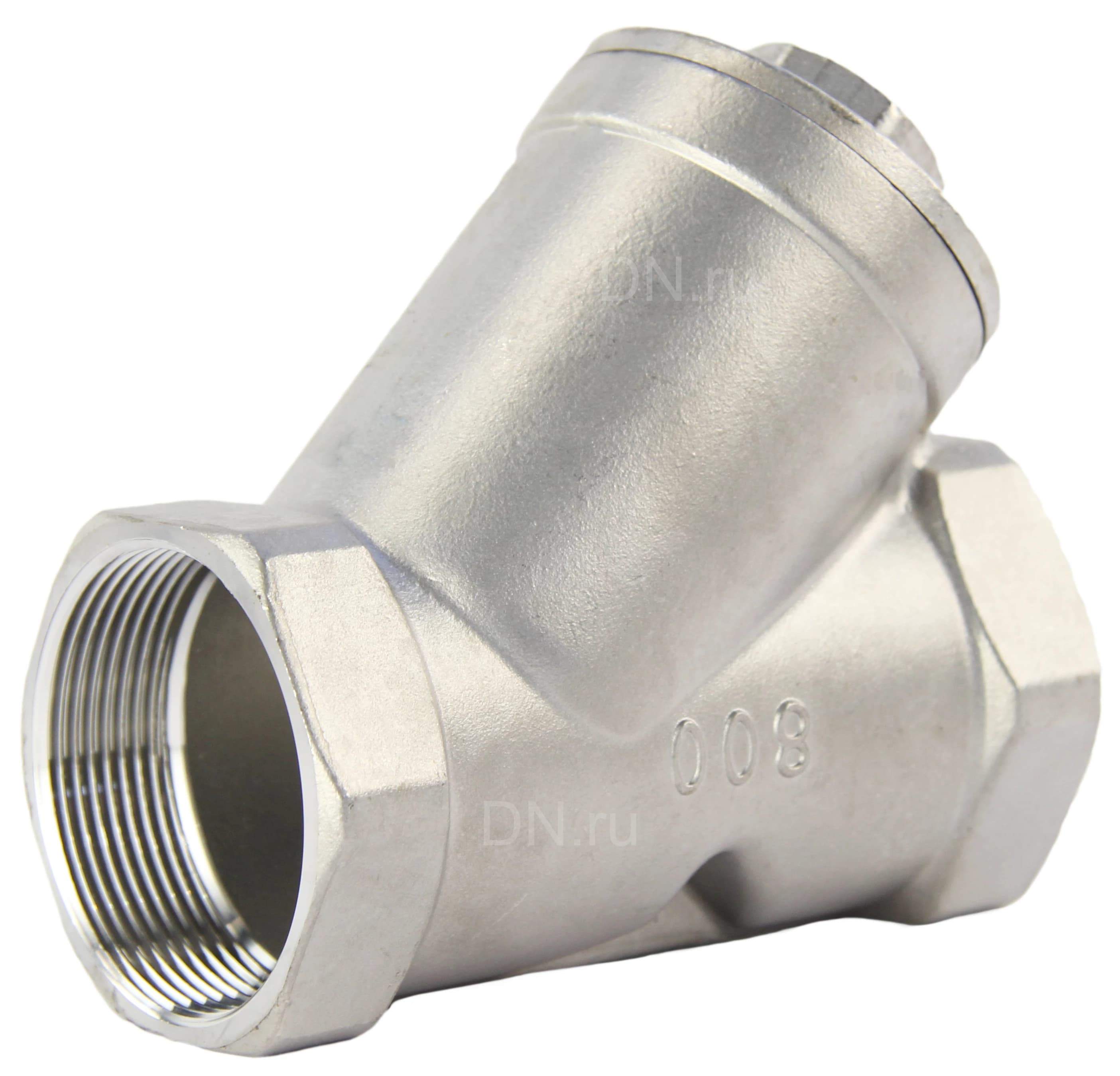 Фильтр сетчатый Dn.ru FMY3232P-T 2 1/2′′ Ду65 Ру16, Y-образный, корпус - нержавеющая сталь 316, резьбовой