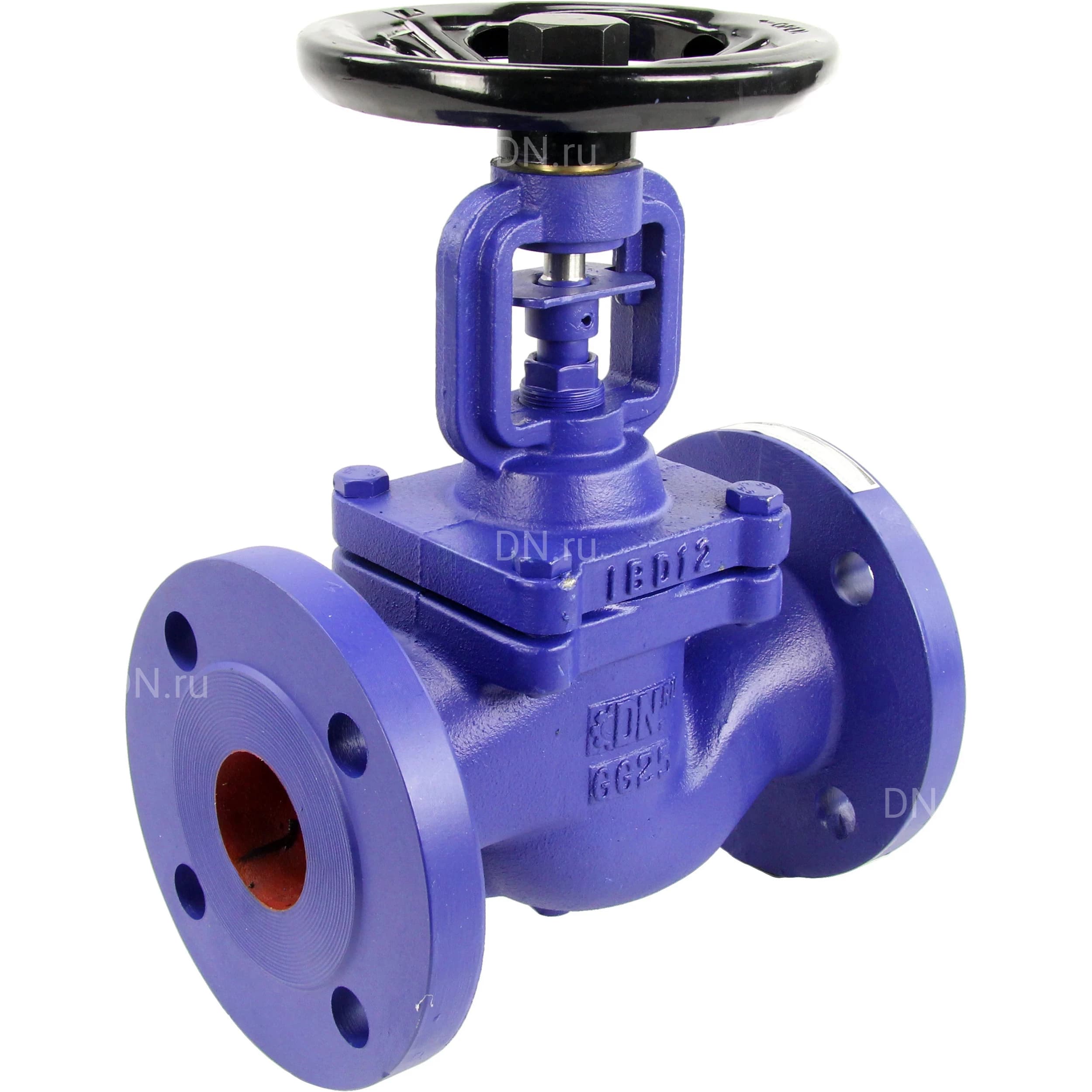 Клапан запорный сильфонный DN.ru Ду50 Ру16, фланцевый, корпус - чугун GG25, уплотнение - металл, управление - штурвал (VSO1121M-F-S)