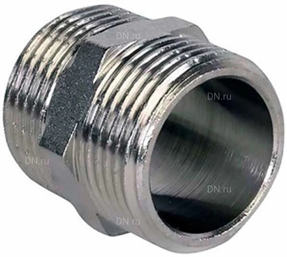 Ниппель DN.ru Н-304-НР-НР 1/4′′ Ду8 Ру20, корпус - нержавеющая сталь AISI 304, присоединение - наружная/наружная резьба, тип резьбы - BSPT